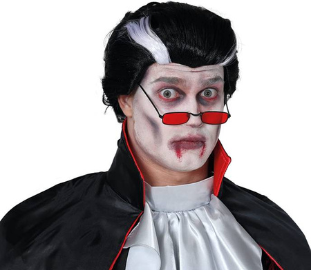 PERUKA WAMPIRA DRAKULI CZARNO-BIAŁA