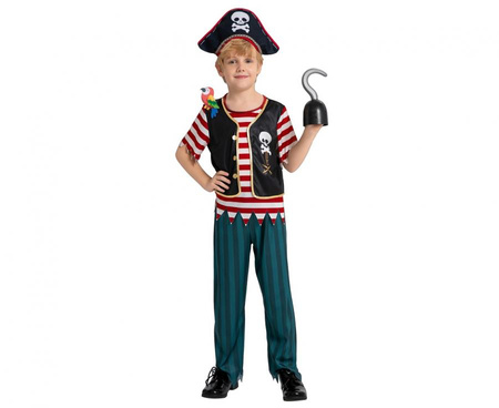 #STDZ Zestaw dla dzieci Pirat Kapitan ( bluzka, spodnie, kapelusz, papuga), rozm. 120/130 cm