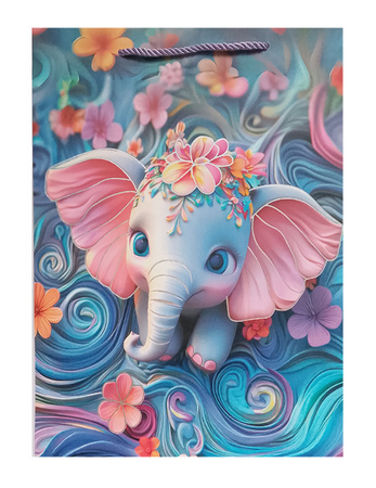 TORBA PREZENTOWA SŁONIK 26X32X10 CM