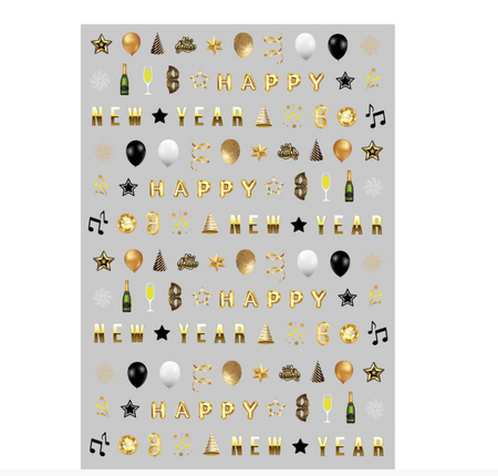 1 ARKUSZ NAKLEJEK NA PAZNOKCIE 10X7 CM SYLWESTER