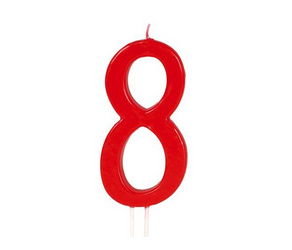 Swieczka Czerwona Cyfra 8, 12 cm