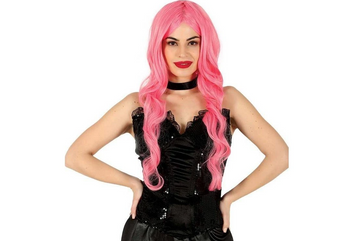 PERUKA DŁUGIE WLOSY RÓŻOWA