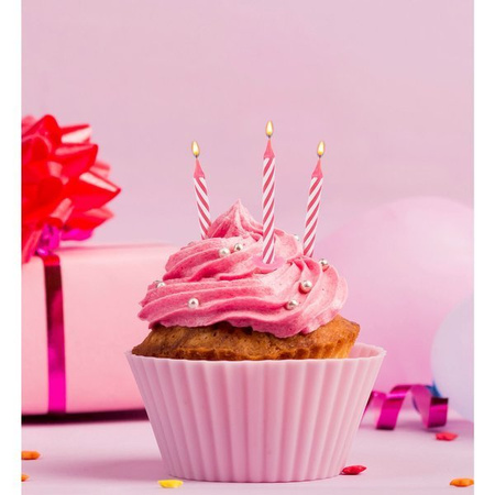 ŚWIECZKI URODZINOWE RÓŻOWE 12 SZT 
