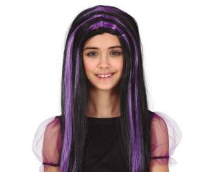 PERUKA DZIECIĘCA CZARNA Z PASEMKAMI