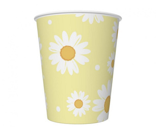 KUBECZKI PAPIEROWE ŻÓŁTE STOKROTKI 6 SZT