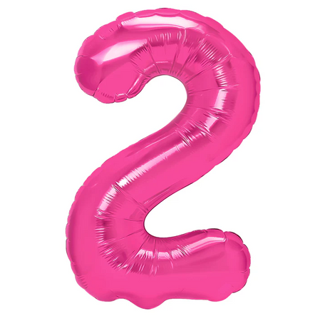 BALON FOLIOWY CYFRA 2 CIEMNORÓŻOWY 100 CM