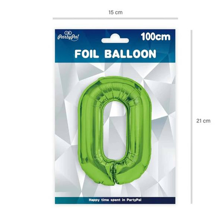 BALON FOLIOWY 100 CM CYFRA 0 ZIELONY