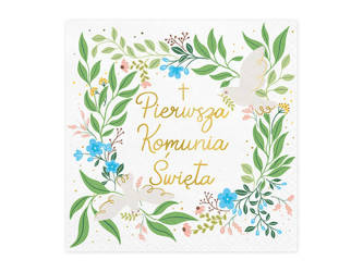 SERWETKI PIERWSZA KOMUNIA KWIATY 20 SZT.