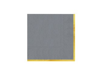 SERWETKI PAPIEROWE SZARE ZE ZŁOTYM OBRAMOWANIEM 33X33 CM 10 SZT
