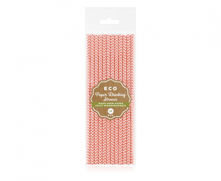 SŁOMKI PAPIEROWE JASNORÓŻOWE W SZLACZKI 12 SZT