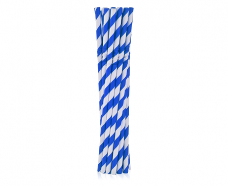 SŁOMKI PAPIEROWE NIEBIESKIE W PASKI 12 SZT