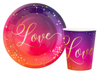 ZESTAW LOVE TALERZYKI+KUBECZKI WALENTYNKI