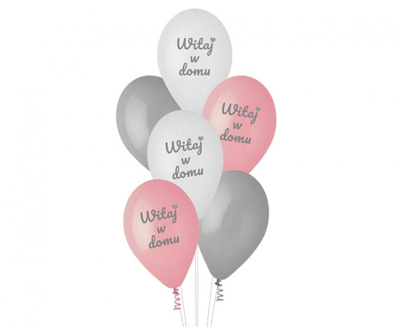 BALONY LATEKSOWE RÓŻOWE WITAJ W DOMU 30 CM 6 SZT
