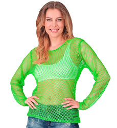KOSZULKA BLUZKA Z SIATKI ZIELONA RĘKAW