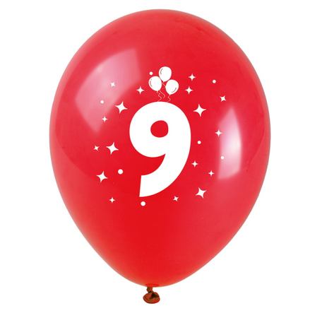 BALONY LATEKSOWE URODZINOWE 9 CYFRA 3 SZT 28 CM 