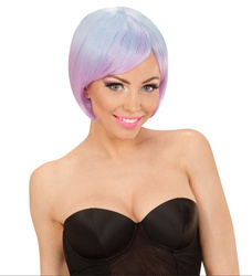 PERUKA DAMSKA SOMBRE BOB NIEBIESKA FIOLETOWA