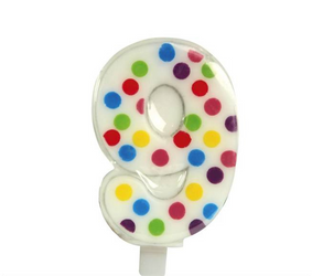 Swieczka Confetti Cyfra 9, 6.5 cm