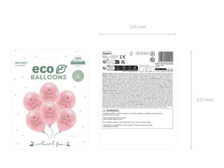  BALONY ECO RÓŻOWE 33 CM CHRZEST ŚWIĘTY 6 SZT.