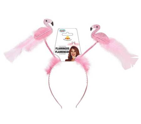 2 FLAMINGOS WITH FEATHERS HAIRBAND
