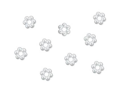 Aplikacje akrylowe Kwiatek, perłowy, 9mm (1 op. / 50 szt.)