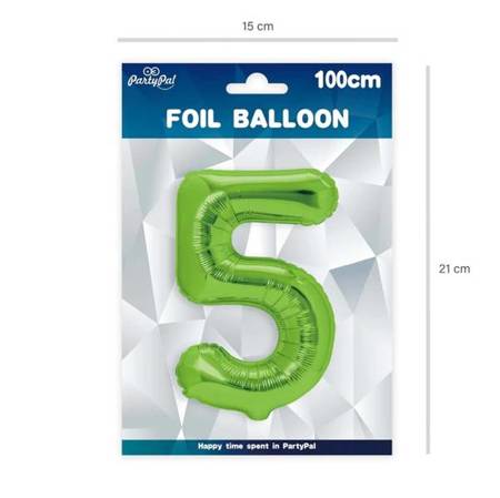 BALON FOLIOWY 100 CM CYFRA 5 ZIELONY