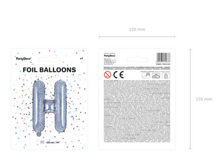 BALON FOLIOWY 35cm, LITERA H HOLOGRAFICZNY