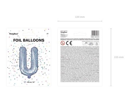 BALON FOLIOWY 35cm, LITERA U HOLOGRAFICZNY