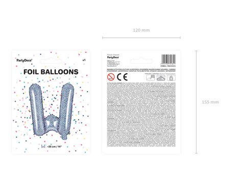 BALON FOLIOWY 35cm, LITERA W HOLOGRAFICZNY