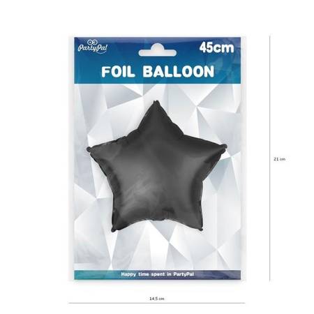 BALON FOLIOWY 45 CM GWIAZDA CZARNA MAT