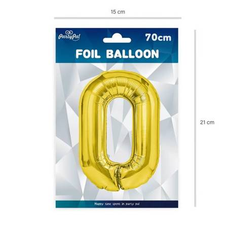 BALON FOLIOWY 70 CM CYFRA 0 ZŁOTY