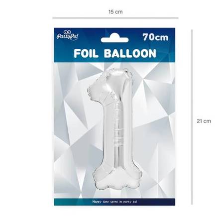 BALON FOLIOWY 70 CM CYFRA 1 SREBRNY