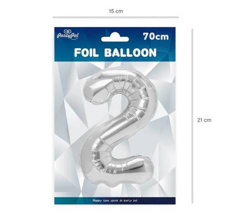 BALON FOLIOWY 70 CM CYFRA 2 SREBRNY