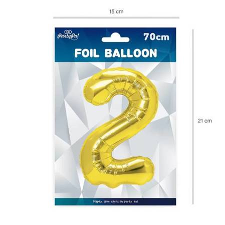 BALON FOLIOWY 70 CM CYFRA 2 ZŁOTY