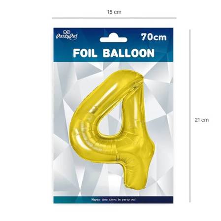 BALON FOLIOWY 70 CM CYFRA 4 ZŁOTY