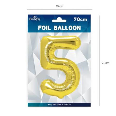 BALON FOLIOWY 70 CM CYFRA 5 ZŁOTY