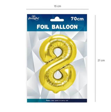 BALON FOLIOWY 70 CM CYFRA 8 ZŁOTY