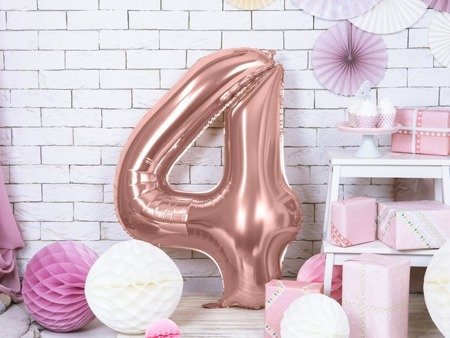 BALON FOLIOWY 86cm, CYFRA 4 ROSE GOLD