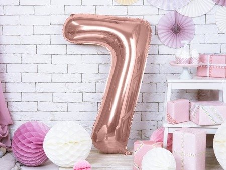 BALON FOLIOWY 86cm, CYFRA 7 ROSE GOLD