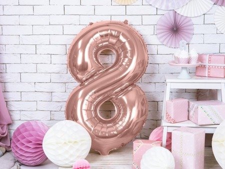 BALON FOLIOWY 86cm, CYFRA 8 ROSE GOLD