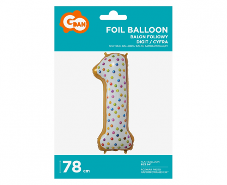 BALON FOLIOWY CIASTECZKO CYFRA 1 78 CM