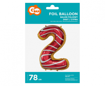 BALON FOLIOWY CIASTECZKO CYFRA 2 78 CM