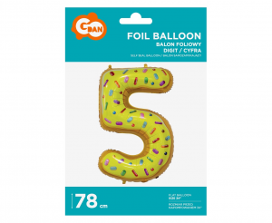 BALON FOLIOWY CIASTECZKO CYFRA 5 78 CM