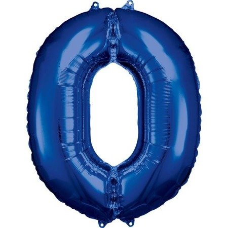 BALON FOLIOWY CYFRA 0 NIEBIESKI 88 CM