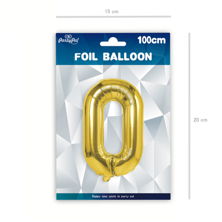 BALON FOLIOWY CYFRA 0 ZŁOTA 100 CM