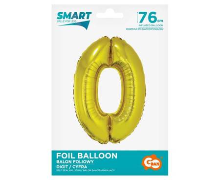 BALON FOLIOWY CYFRA 0 ZŁOTA 76 CM