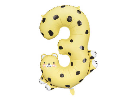 BALON FOLIOWY CYFRA 3 GEPARD 68 X 98 CM