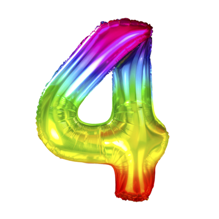 BALON FOLIOWY CYFRA 4 TĘCZOWY