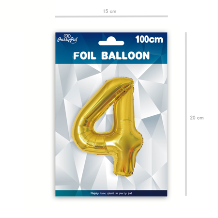 BALON FOLIOWY CYFRA 4 ZŁOTA 100 CM