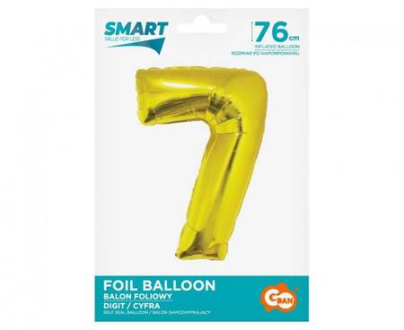 BALON FOLIOWY CYFRA 7 ZŁOTA 76 CM