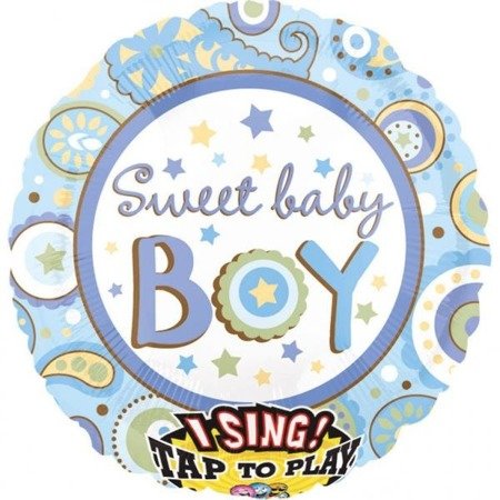 BALON FOLIOWY GRAJĄCY SWEET BABY BOY 71 CM